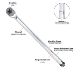 M200DB 1/2" Dr Click Torque Wrench - Image 3