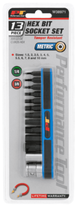Alternative view of Performance Tool W38971 13pc Metric Bit Socket Set