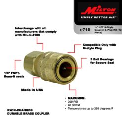 1/4" FNPT Female M-Style KWIK-CHANGE Coupler S-715 - Image 2