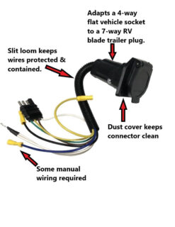 4-Way Flat Vehicle Side to 7-Way RV Blade Socket Wiring Adapter - Image 3