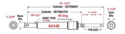 64148 Western Pro Plus Angle Cylinder 1-1/2" X 12" - Aftermarket - Image 2
